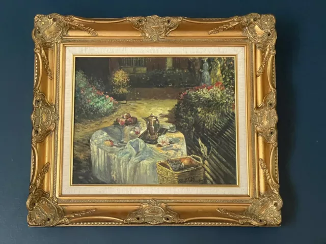 Paul Flaubert (1928-1994) - Huile sur toile - Signée - Déjeuner au jardin - XX