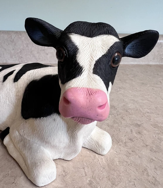 Vintage Art Line Inc 1995 Holstein Cow black and white indoor/outdoor 12" Resin