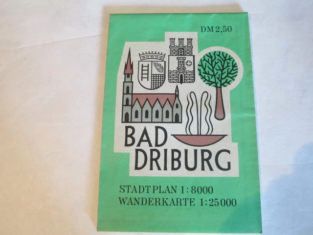 WANDERKARTE/STADTPLAN - BAD DRIBURG - 60er JAHRE - SEHR GUTER ZUSTAND ...