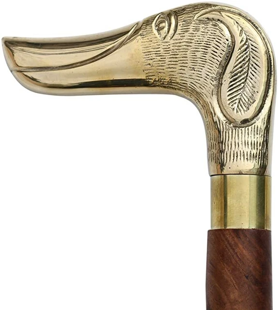 Handmade Vintage Style Solid Brass Casted Dog Handle, Wooden Walking Stick Cane
