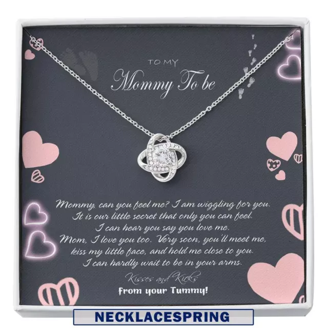 Mommy Necklace, Gift For Mom Kisses And Kicks From Your Tummy Custom Necklace