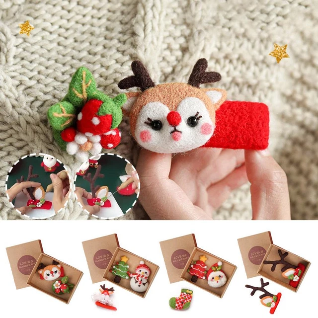 1x Brooch Wool Miss Santa Needle Felting Kit DIY Christmas Decorations New E0Y9