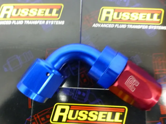 Russell 610160 Full Flow Swivel Hose End Fitting 90 degree AN6  # 6 6AN Red Blue