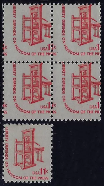 1593 - 11c Misperf Error / EFO "Printing Press" Blk4 "Americana Series" MNH