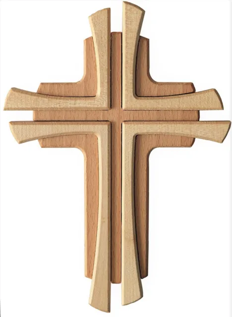 Wandkreuz Buche massiv zweifarbig gebeizt Holzkreuz Kreuz 35 x 24 cm Kruzifix