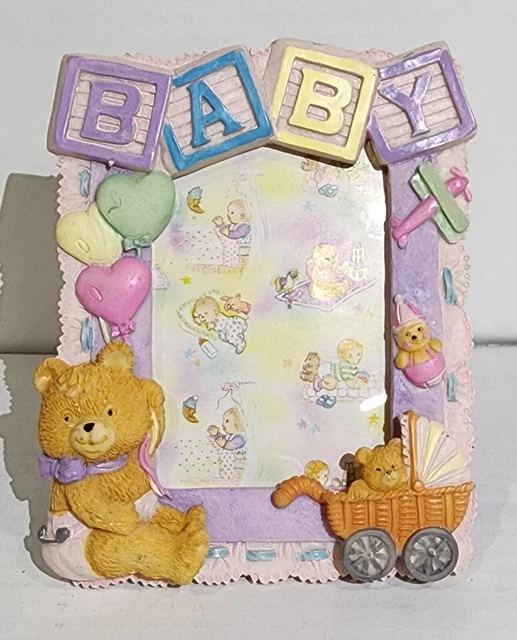"BABY" Photo Frame 3" x 4.25" Bear Blocks Carriage Airplane