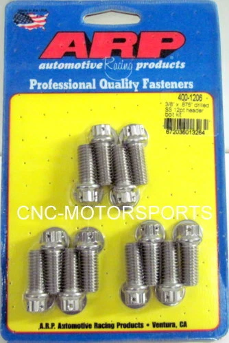 Arp Header Bolt Kit 400-1206 Universal Drilled Uses 3/8 Socket Qty 12