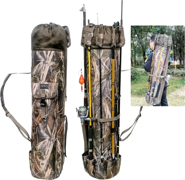 Lixada Portable Fishing Rod Bag Folding Travel Fishing Pole Tackle Storage  Case