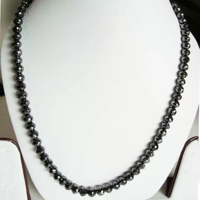 7 mm Black Diamond Necklace 26 Inches Carbonado Earth Mined AAA Certified !