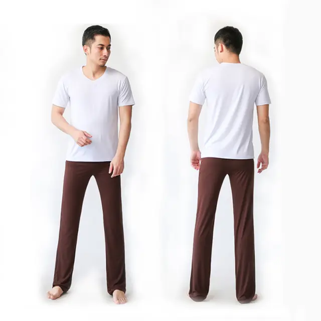 Men Pajamas Pants Sport Straight Trouser Lounge Bottoms Sleep Home Wear Soft Mid