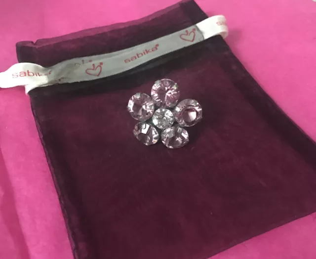Sabika La Vie En Rose Pink Swarovski Crystal Daisy Adjustable Ring ~ Retired