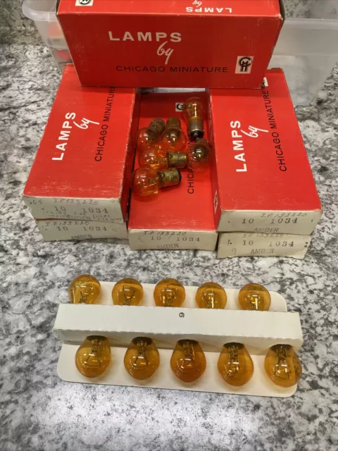 NOS LOT OF 66 pc New Chicago Miniature 1034 Amber Stop/Turn Signal Bulbs NEW!