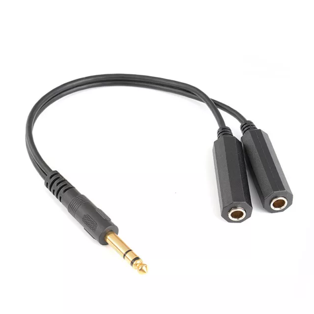 6.35mm 1/4 inch Stereo Audio Female to Dual 6.35mm Male Y Splitter Adapter Cable