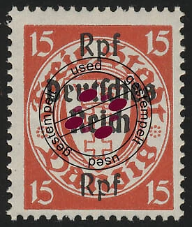722 Danzig mit Aufdruck 15 Rpf auf 15 Pf O gestempelt