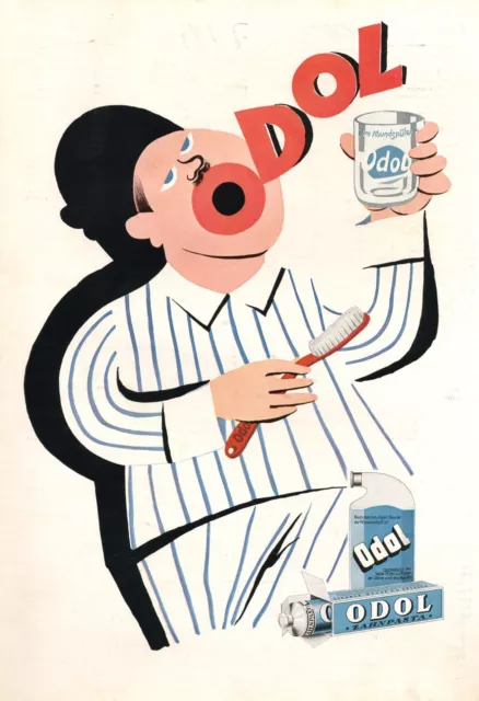 Odol Zahncreme und Mundwasser XL Reklame 1928 Schlafanzug Zahnbürste Atem