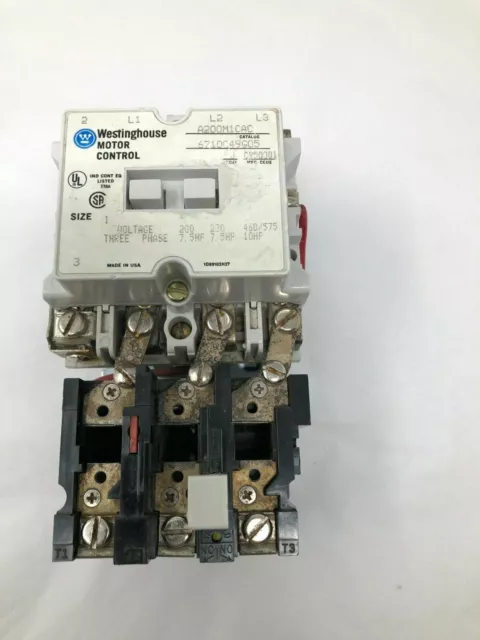 Westinghouse Motor Control A200M1CAC Starter Contactor Size 1 Model J USED