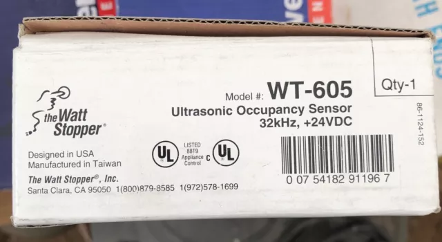 the WattStopper WT-605 Ultrasonic Occupancy Sensor 32kHz, +24VDC