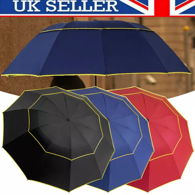 62" Extra Oversize Large Compact Golf Umbrella Double Canopy Vented Windproof ！