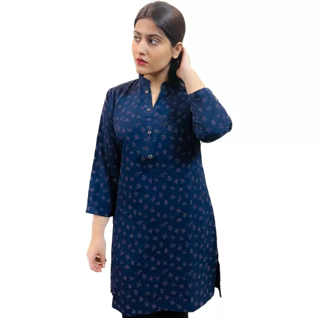 Women Short Kurti Kurta Indian Shirt DARK NAVY Tunic Readymade Kameez Top