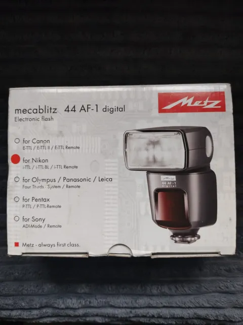 Metz Mecablitz 44 AF-1 Digital Electronic Flash for Nikon - boxed & instructions