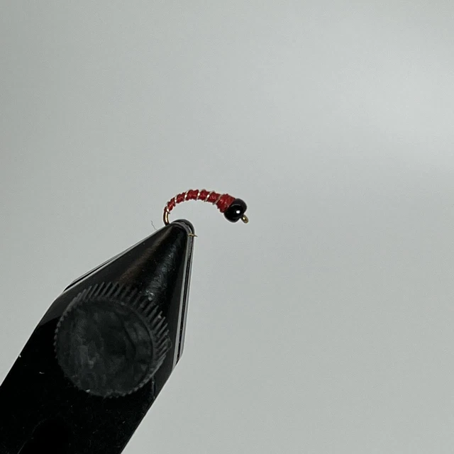 One dozen (12) - Zebra Midge - Red