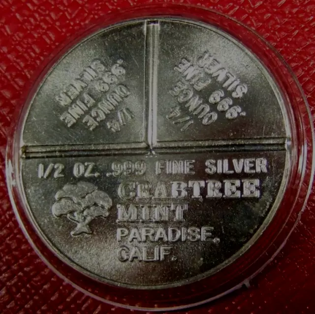 Vintage Crabtree Mint Silver Trade Unit Round 1 Troy oz.999 Silver-Divisible