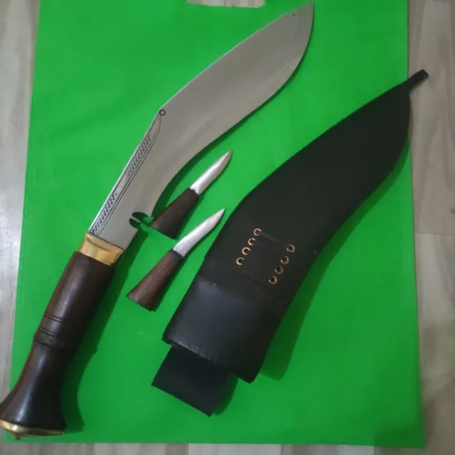 Authentic Gurkha kukri knife 10 inch Handmade Machete Buffalo Leather Sheath ++