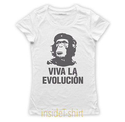 MAGLIETTA VIVA LA EVOLUCION maglia donna scimmia Che Guevara ape T-SHIRT GIRL