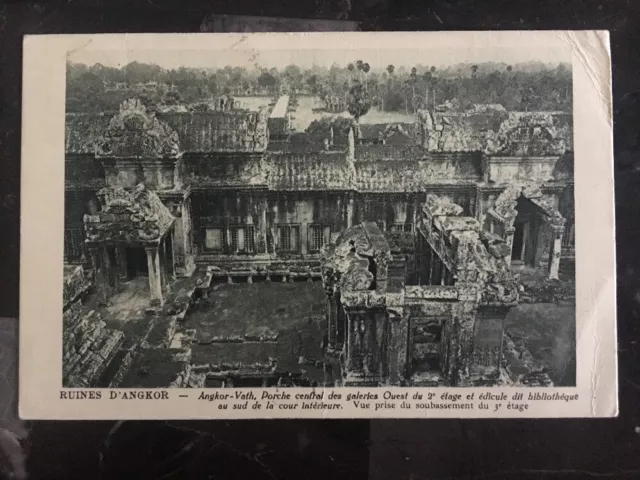 1929 Angkor Cambodia Indochina Picture Postcard RPPC Cover Ruins To India