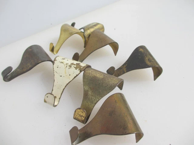 Vintage Brass Picture Rail Hook Moulding Hanging Hooks Old Mirror Antique x8