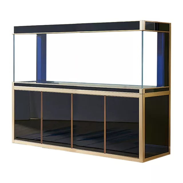 250 Gallon Fish Tank Premium Tempered Transparent Glass Black with Gold Trim