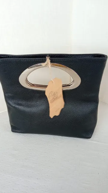 Mini  bag Mini borsa in VERA PELLE verde acqua nero  ANNI 60 Genuine leather bag