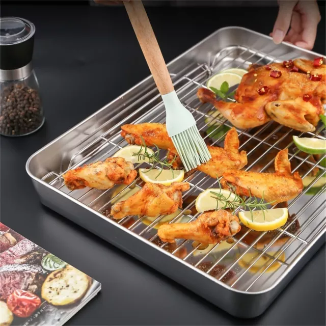 Premium Quality Stainless Steel Baking Pan Tray with Cooling Rack and Cover