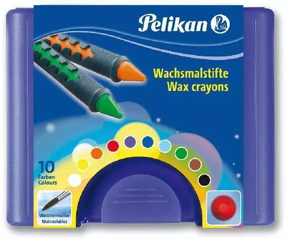 10 x Pelikan Wachsmalstifte Wachsmaler Wachsmalkreide Wachskreide + Schaber