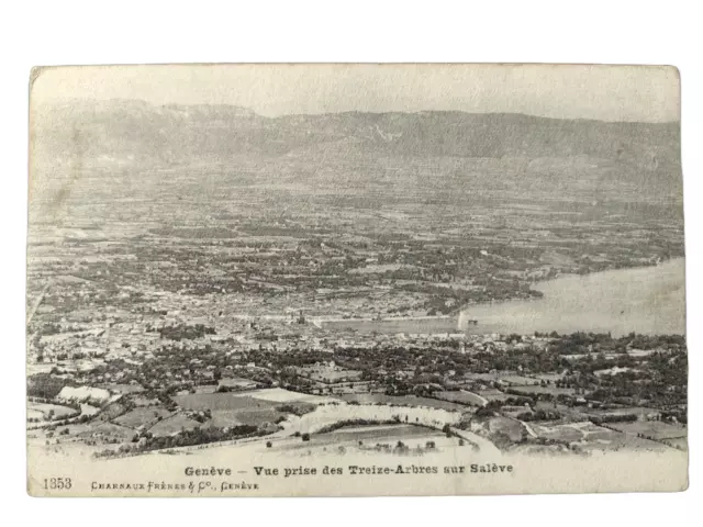 CPA: SUISSE, GENEVE, vue Treize-Arbres sur Salève , carte postale c.1930