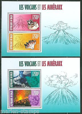 Niger 2013 Volcans & Minéraux Ensemble De Deux Feuilles Nh Menthe