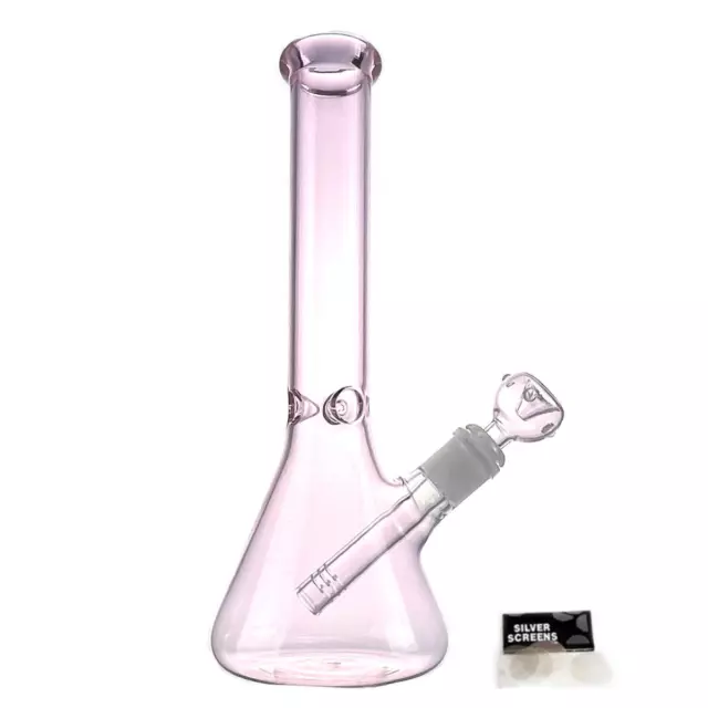 11" Glass Heavy Purple Bongs Bong Hookah Water Pipe Heavy Beaker 14mm Bowl