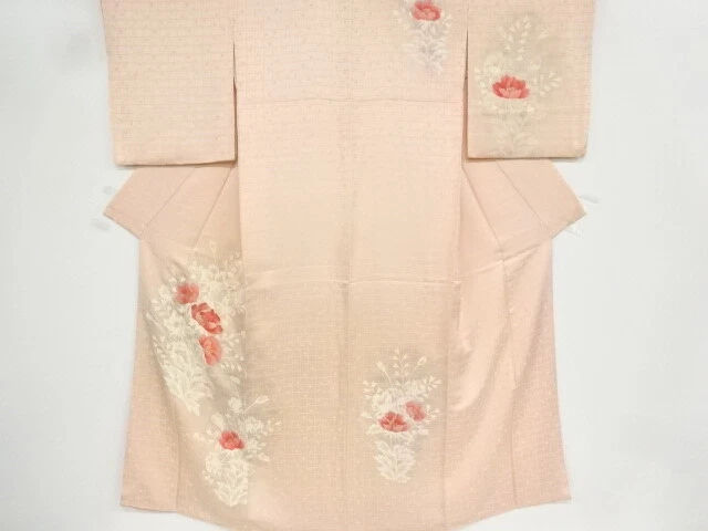 45652# Japanese Kimono / Antique Kimono / Embroidery / Floral Plants