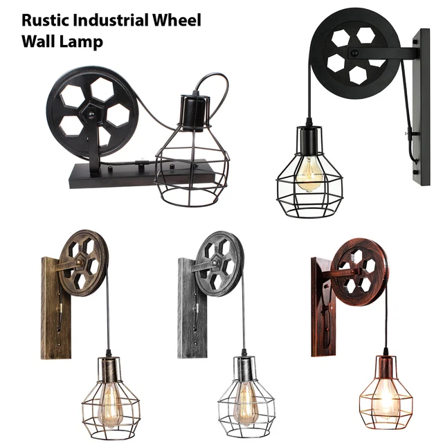 Antik Retro Vintage Industriell Holz Wandleuchte Wand Lampe Wandleuchter Licht
