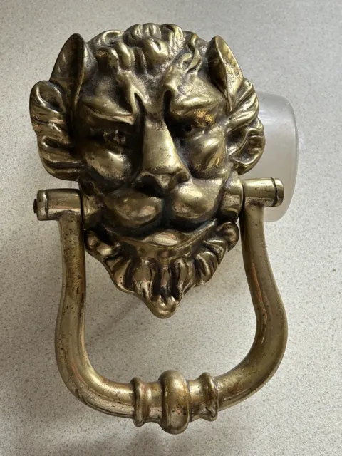 Antique Solid Heavy Quality Brass Large Lion Head Door Knocker  1.1 Kg