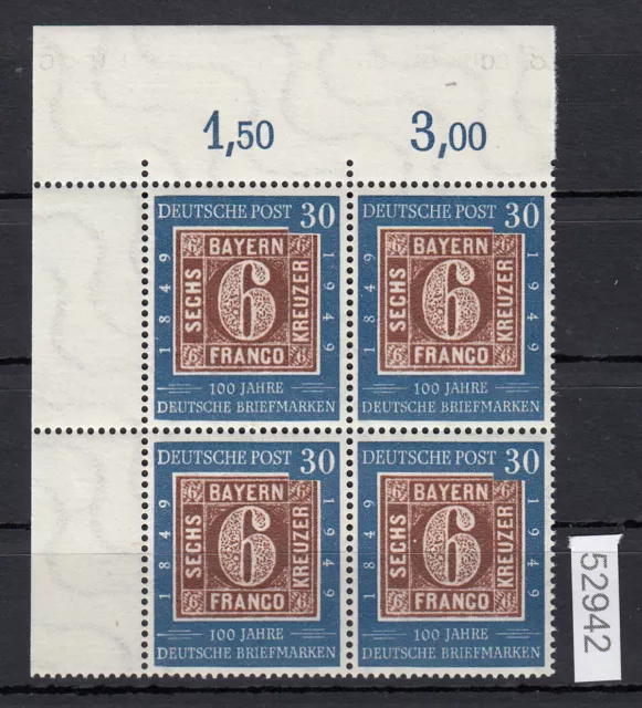 Federal 1949 , Mich N º 115 III Borde Esquina 4er Bloque + Fallo de Placa