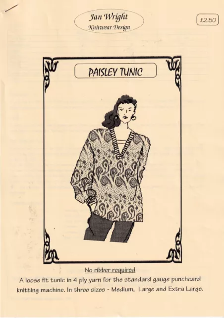 Máquina de tejer túnica de cachemira patrón Jan Wright 34-44" suéter M-XL vintage