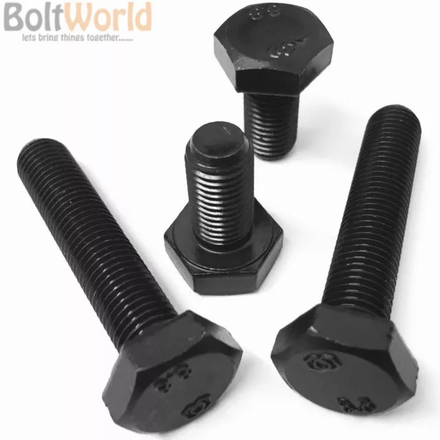 M8 / 8mm BLACK FULLY THREADED SET SCREWS GRADE 8.8 SELF COLOUR HEXAGON HEX BOLTS