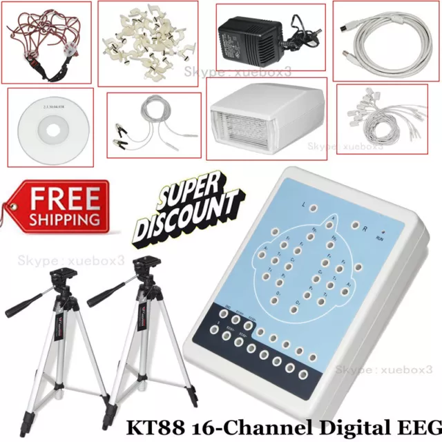 CE KT88-1016 Digital 16-Channel EEG Machine and Mapping System+Tripod,New CONTEC