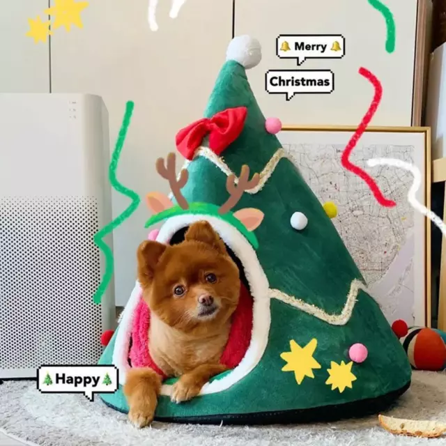 Christmas Tree Shape Dog Cat Bed House Soft Tree Shape Bed✨1 Pet Q2B1 3