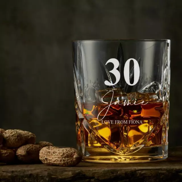 Engraved Personalised 30th Birthday Crystal Cut Whiskey Glass BOH100-5