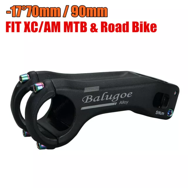 BALUGOE Aluminium 17° XC/AM MTB Road Bike Stem 31.8mm Bicycle Stem 70/ 90mm