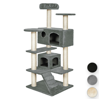 TecTake Arbre à chat griffoir grattoir geant XXL 2 grottes 204cm chats hamac 