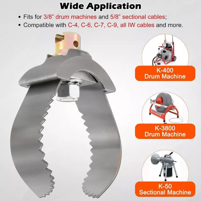 52822 T-232 3" C Cutter Drain Cleaner Tool for Ridgid K-400 K-3800 K-50 2