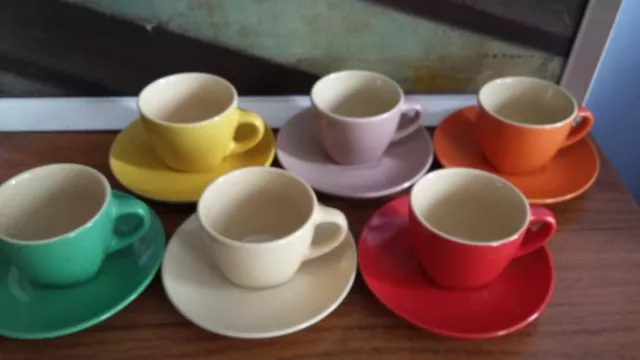 Espresso Coffee set Cup & Saucer x6 Multicoloured Stoneware by homecentre VGC